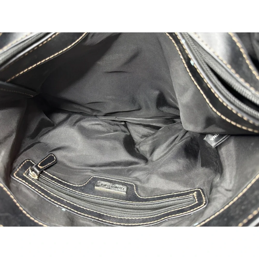 Giani Bernini Black Signature Logo Jacquard Tote Bag with Matching Pouch